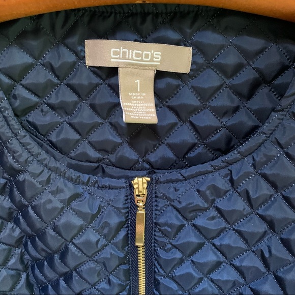 Chico’s Navy Quilted Jacket - Picture 2 of 7